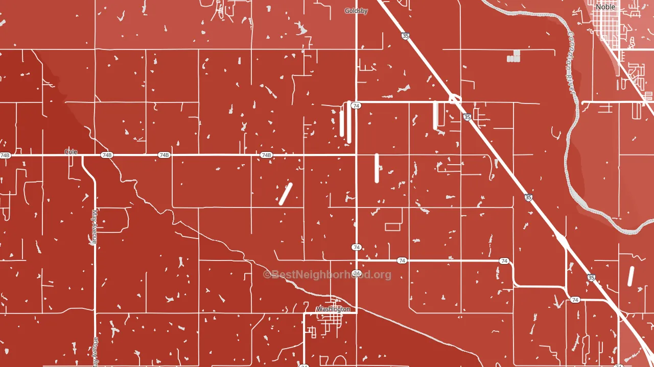 73093, OK block-group political-lean map