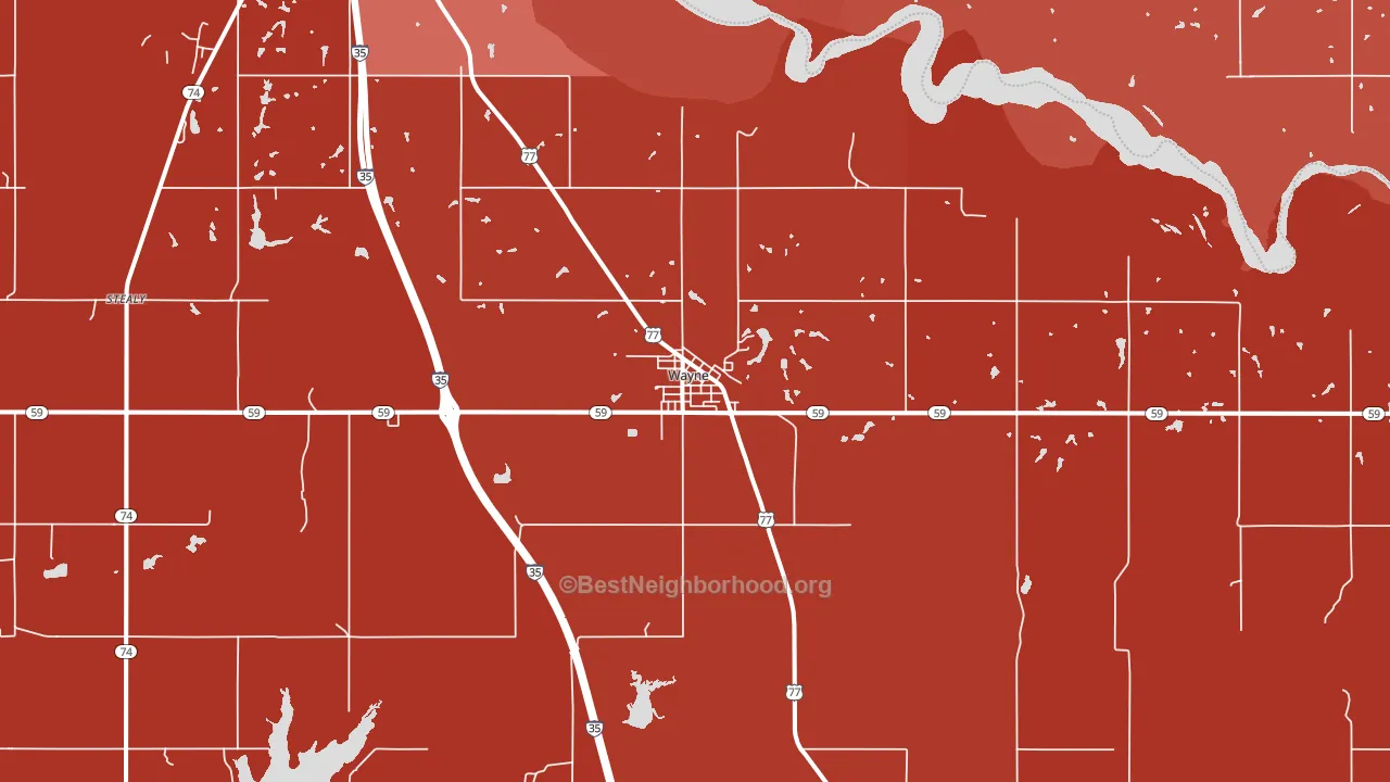 73095, OK block-group political-lean map