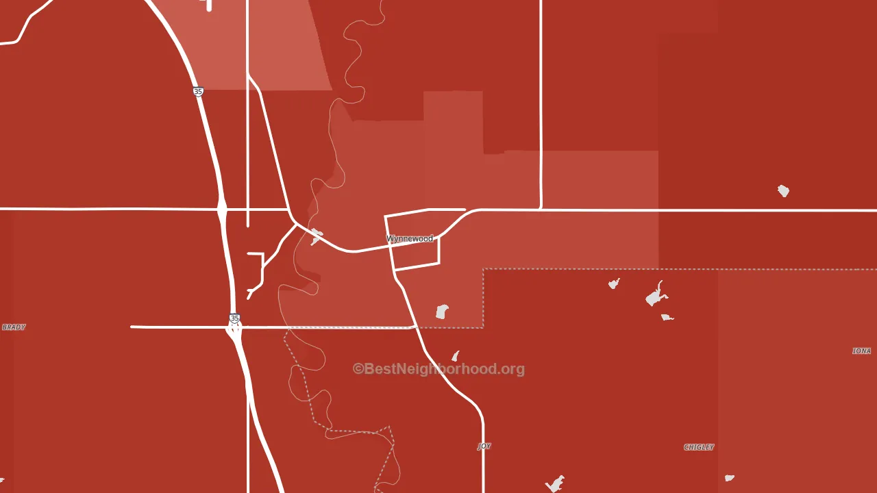 73098, OK block-group political-lean map
