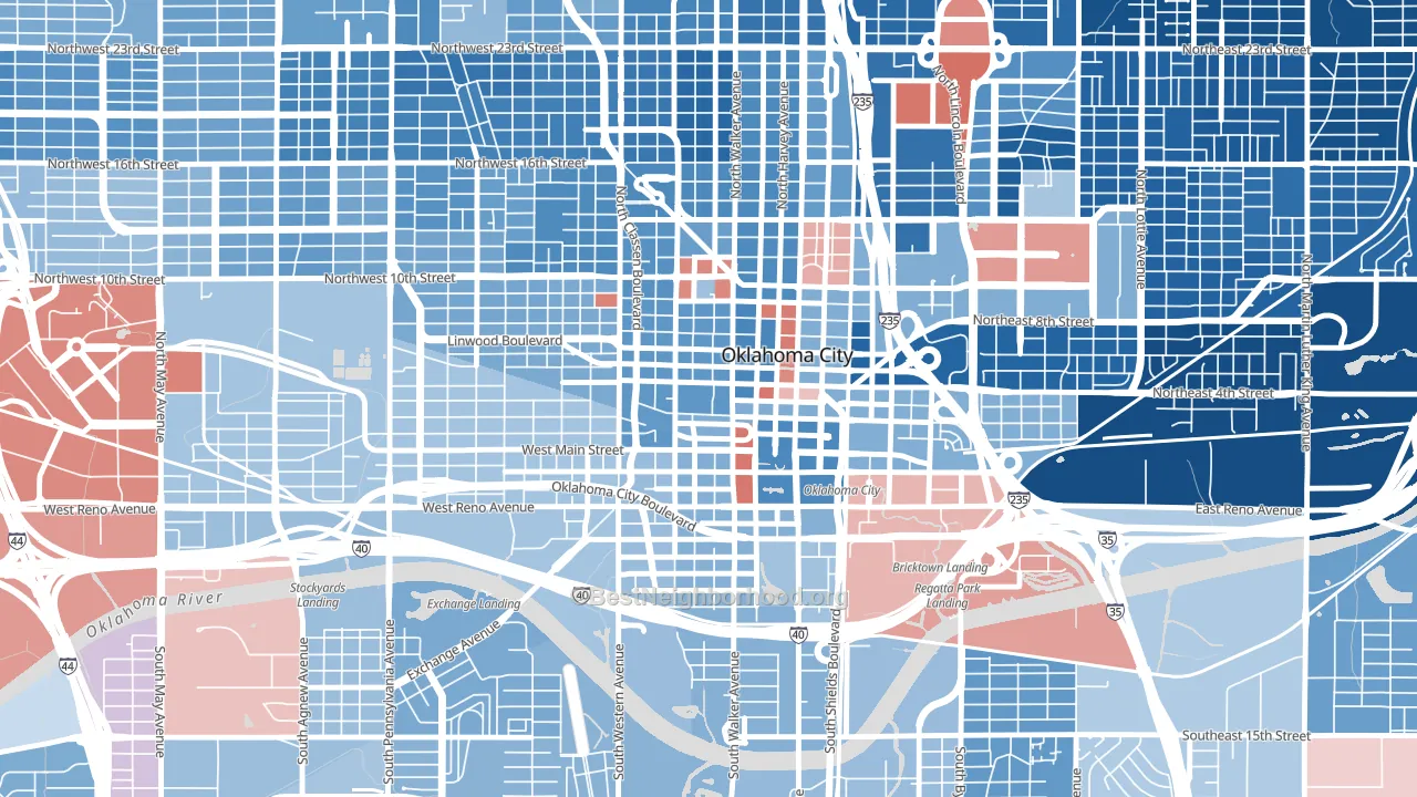 73102, OK block-group political-lean map