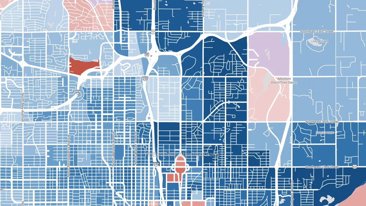 73105, OK block-group political-lean map