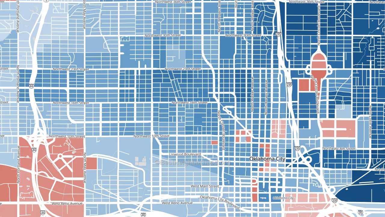 73106, OK block-group political-lean map