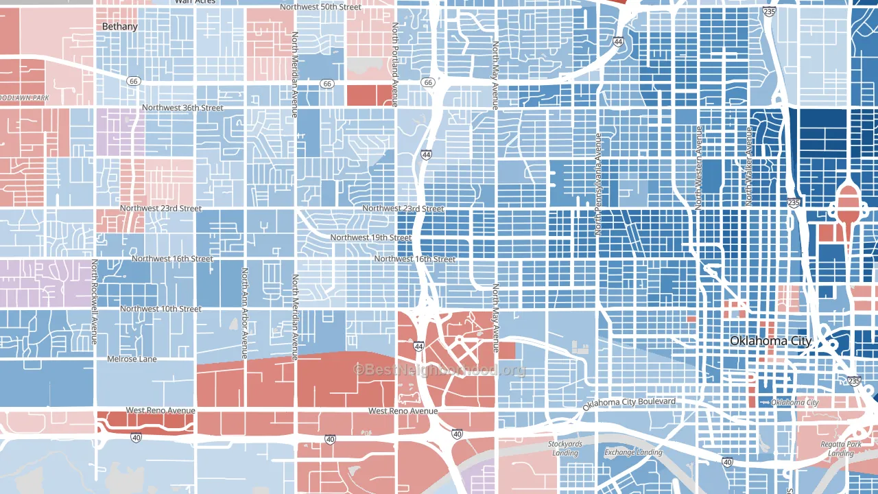 73107, OK block-group political-lean map