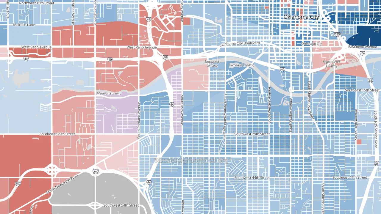 73108, OK block-group political-lean map