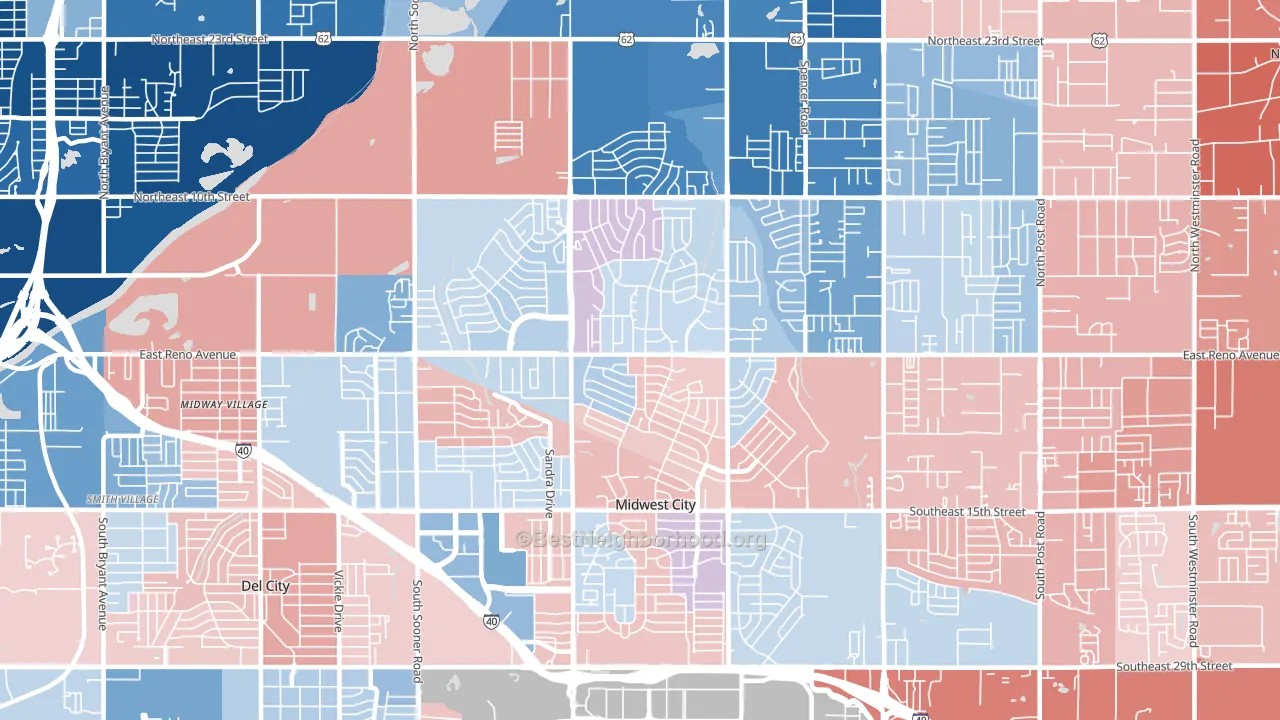 73110, OK block-group political-lean map