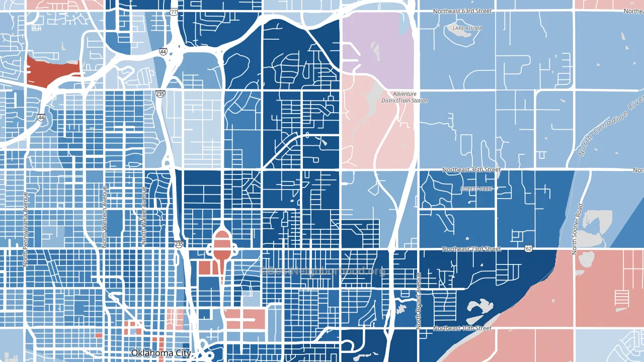 73111, OK block-group political-lean map