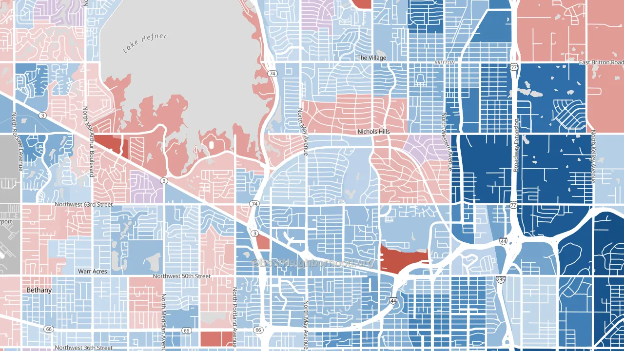73116, OK block-group political-lean map