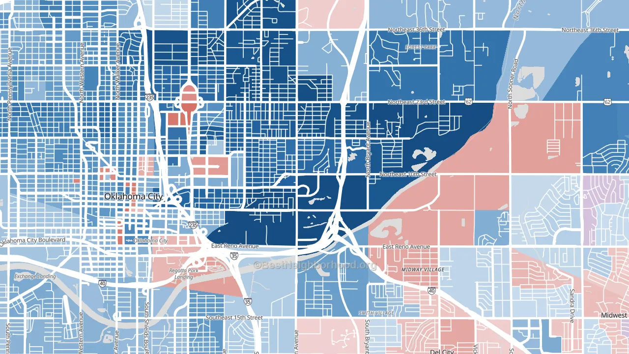 73117, OK block-group political-lean map