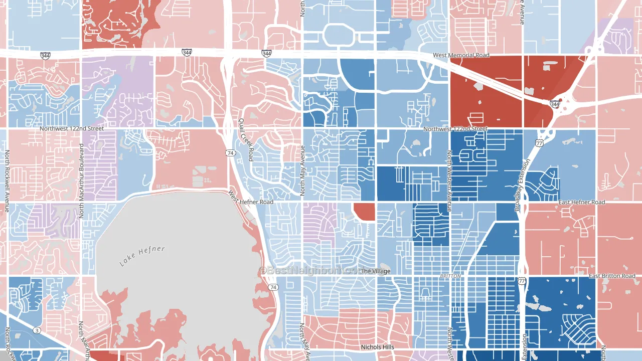 73120, OK block-group political-lean map
