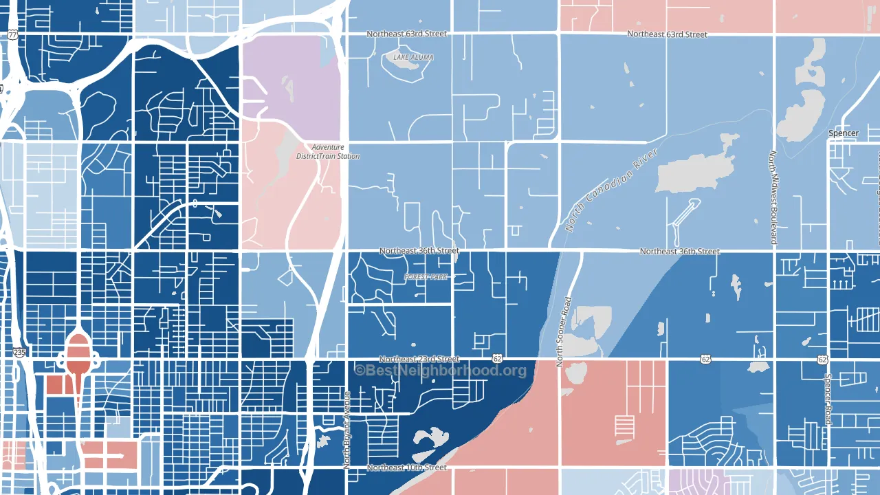73121, OK block-group political-lean map