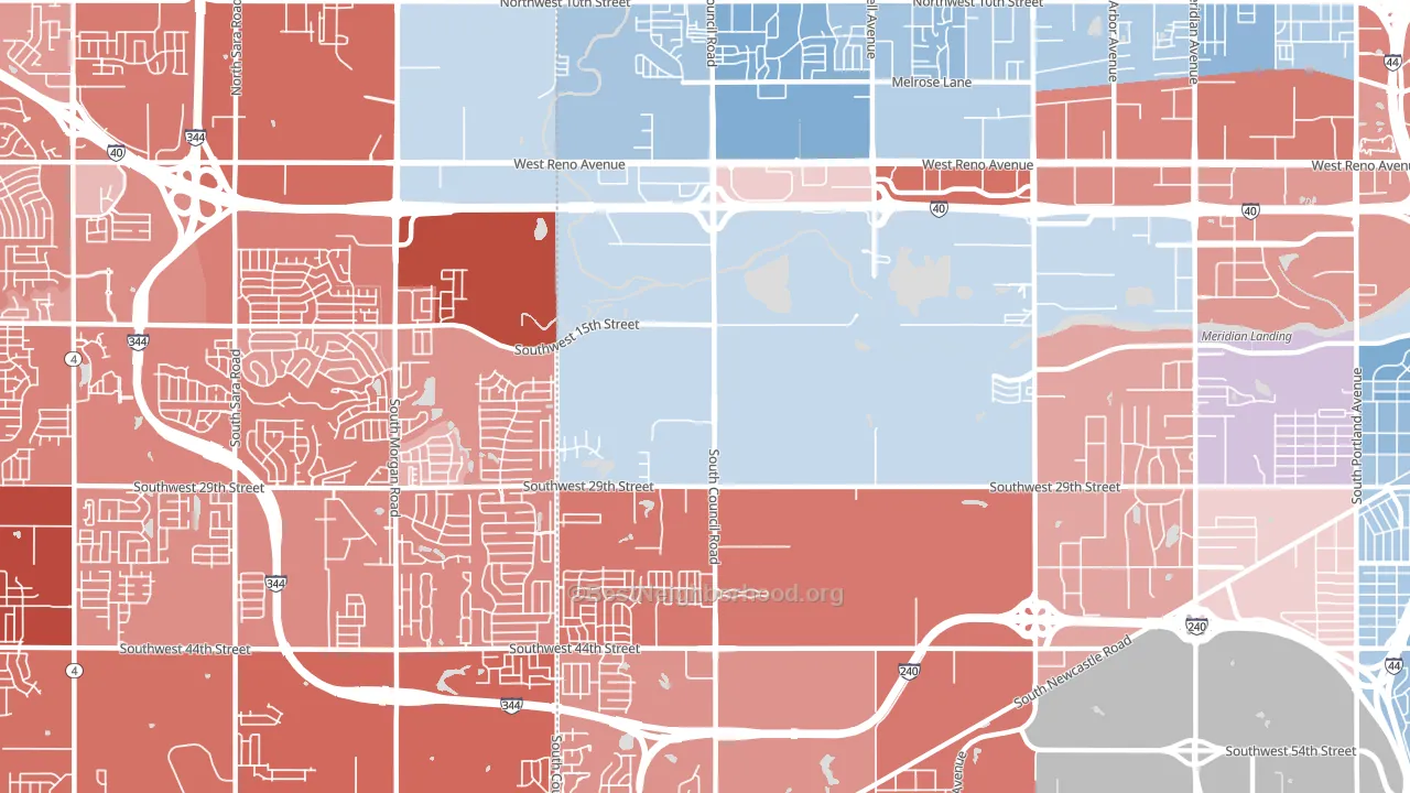 73128, OK block-group political-lean map
