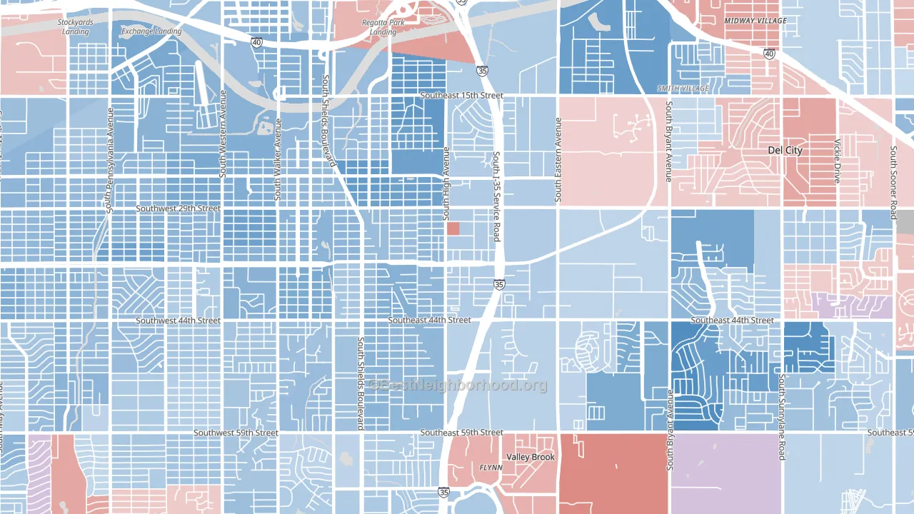 73129, OK block-group political-lean map