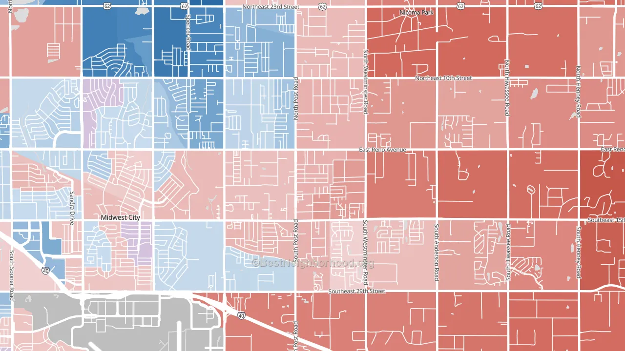 73130, OK block-group political-lean map