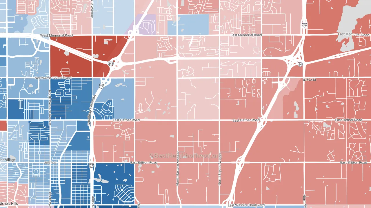 73131, OK block-group political-lean map
