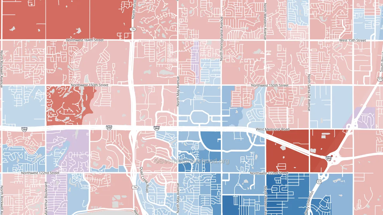 73134, OK block-group political-lean map