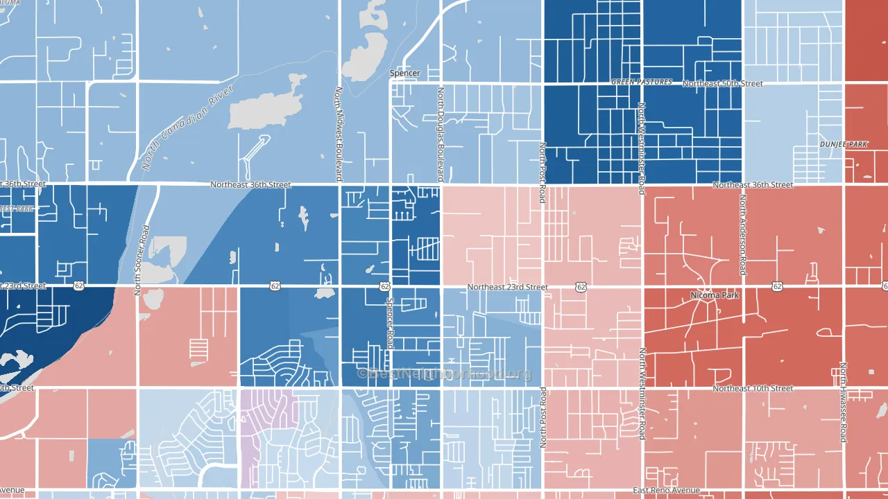 73141, OK block-group political-lean map