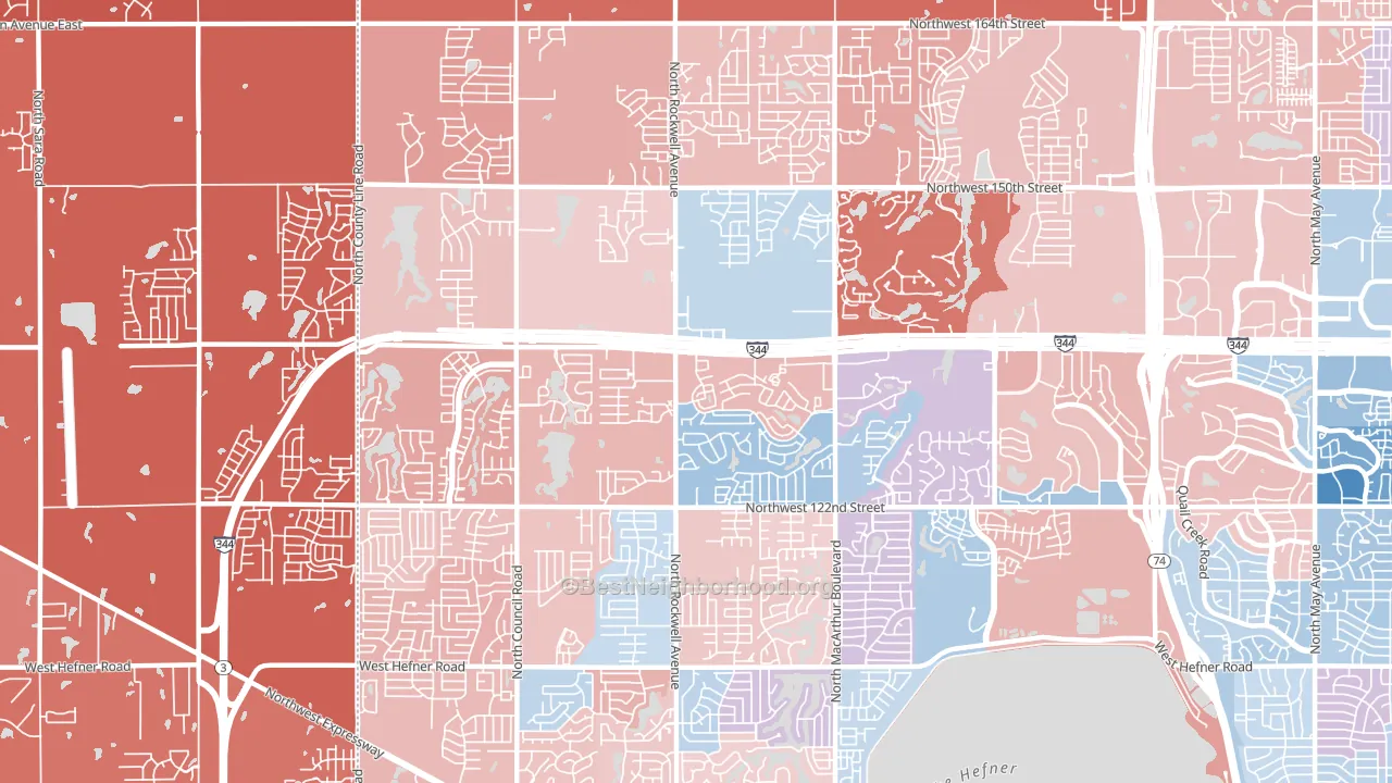 73142, OK block-group political-lean map