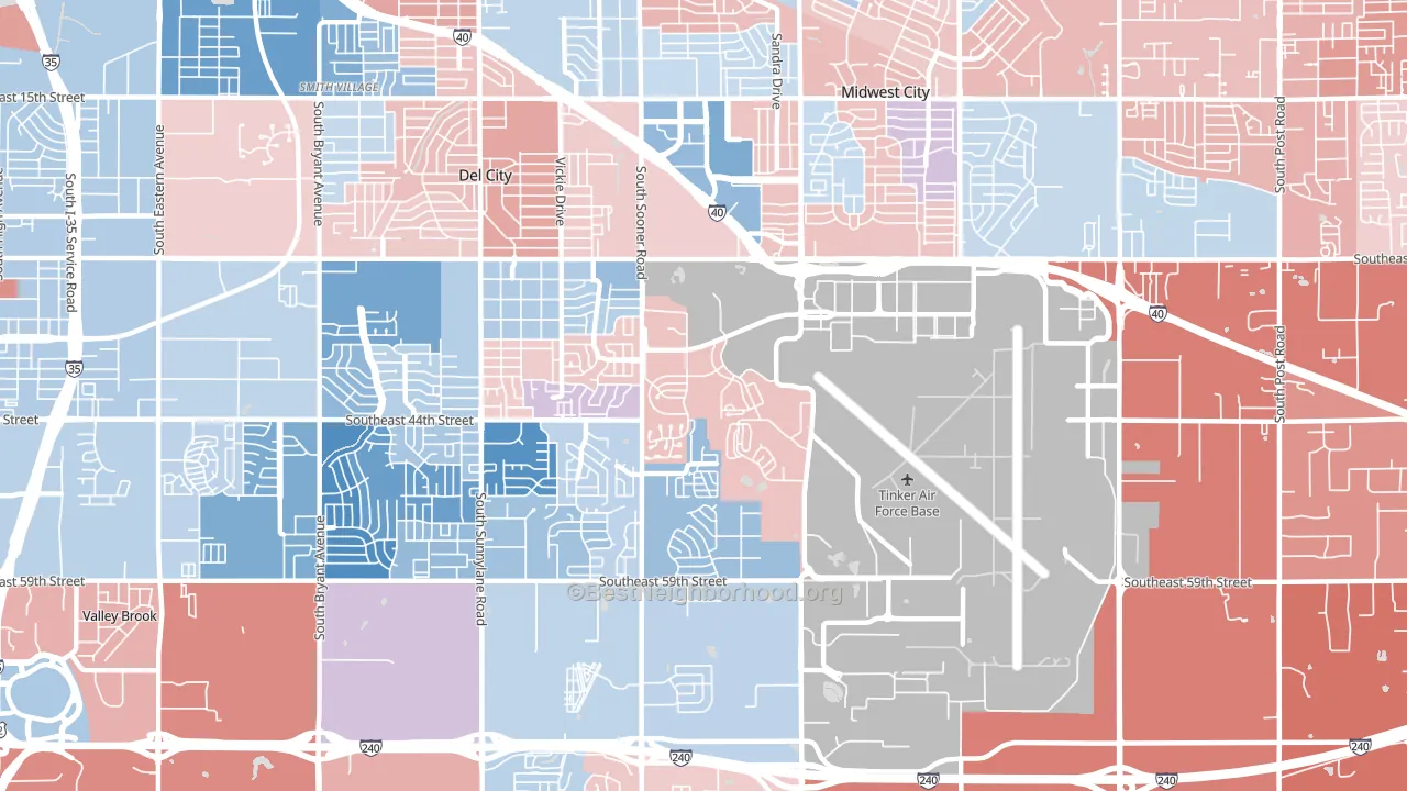 73145, OK block-group political-lean map