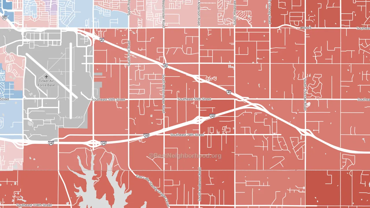 73150, OK block-group political-lean map