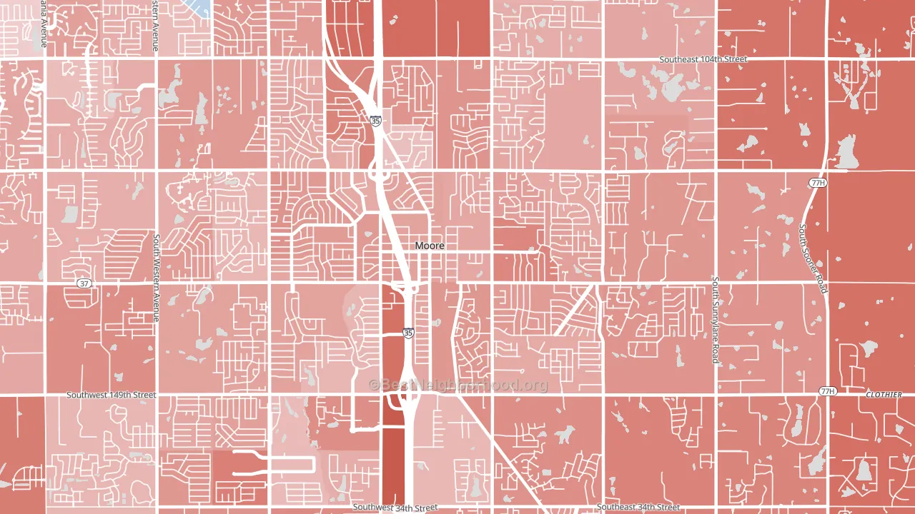 73160, OK block-group political-lean map
