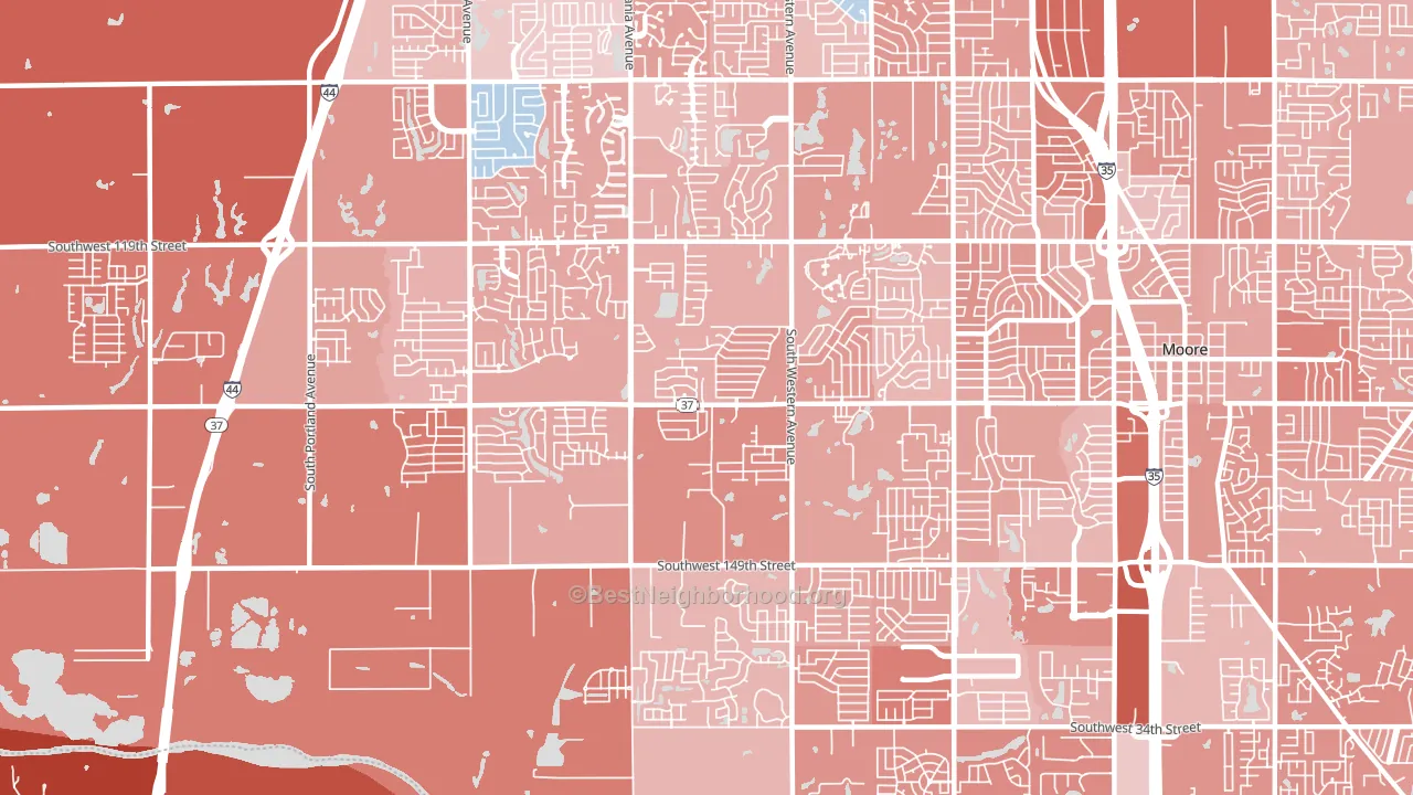 73170, OK block-group political-lean map
