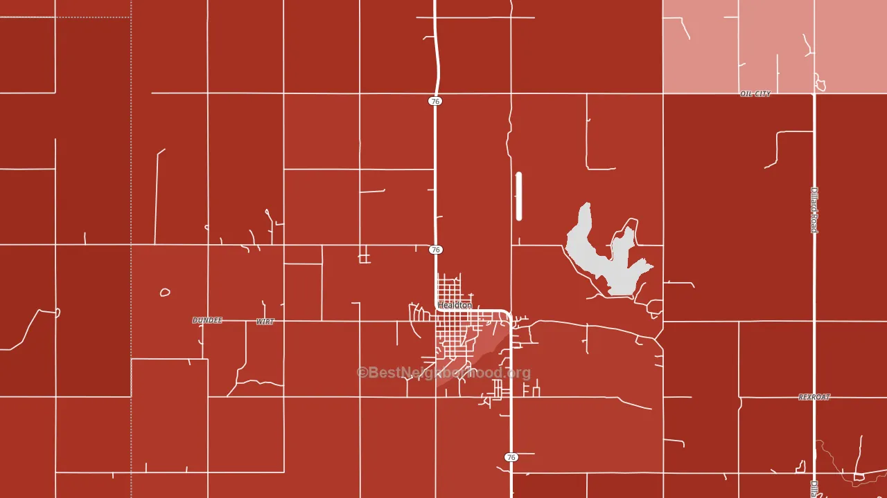 73438, OK block-group political-lean map