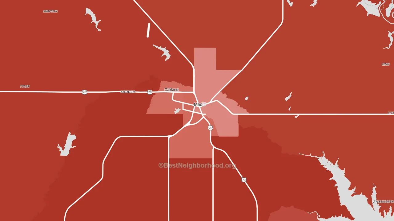 73446, OK block-group political-lean map