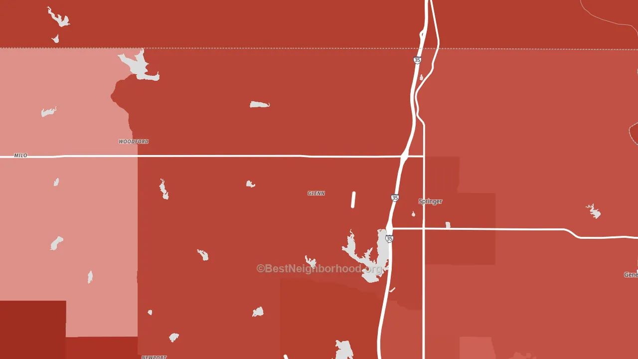 73458, OK block-group political-lean map