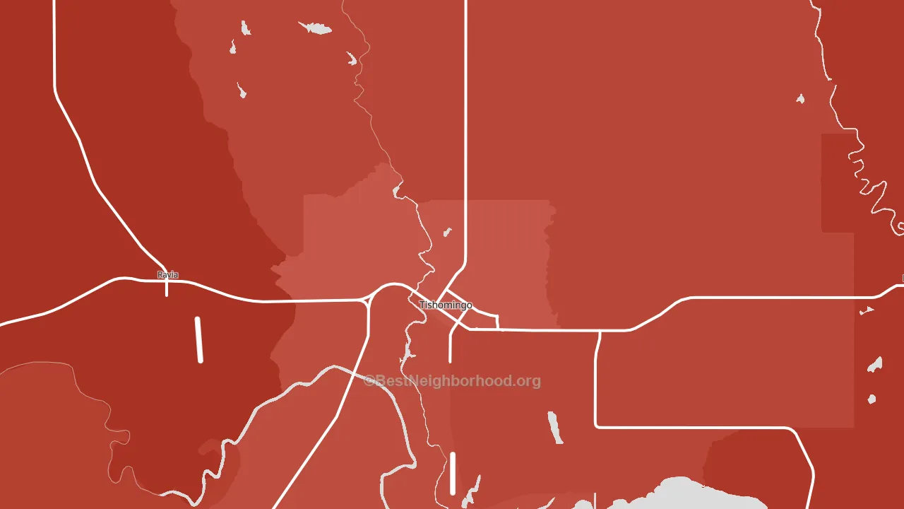 73460, OK block-group political-lean map