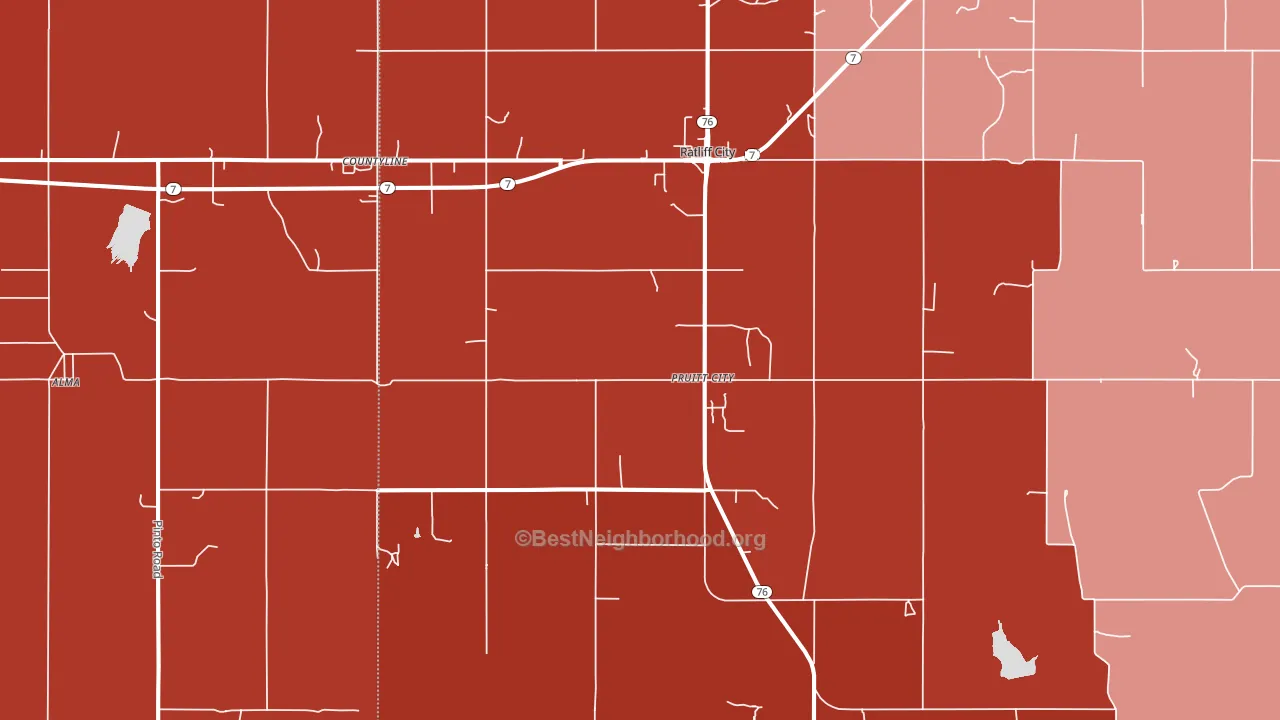 73481, OK block-group political-lean map