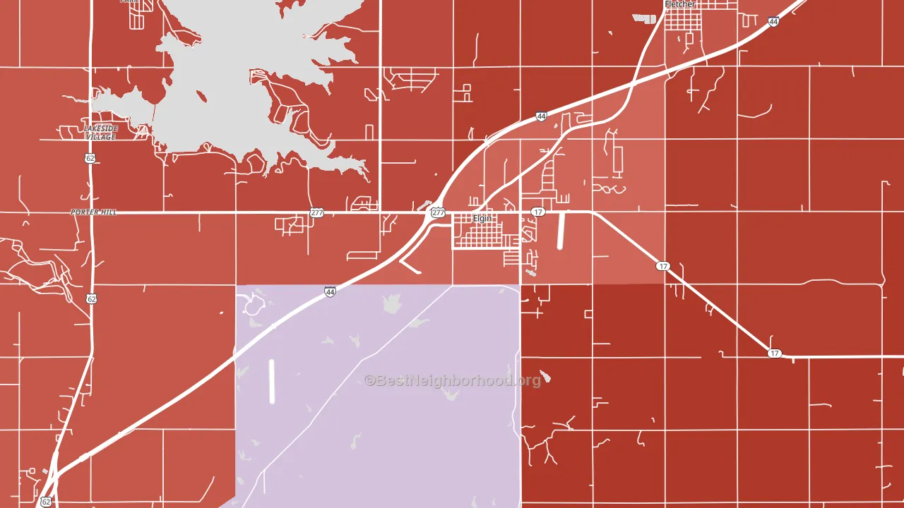 73538, OK block-group political-lean map