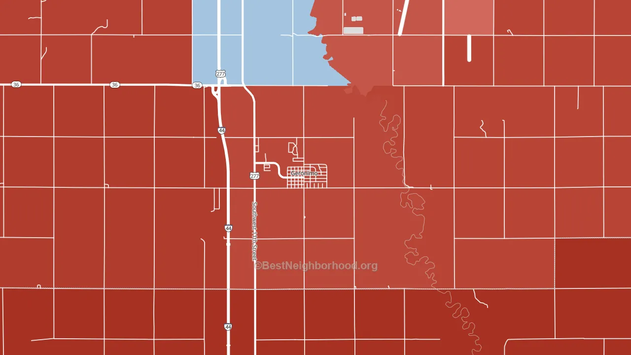73543, OK block-group political-lean map
