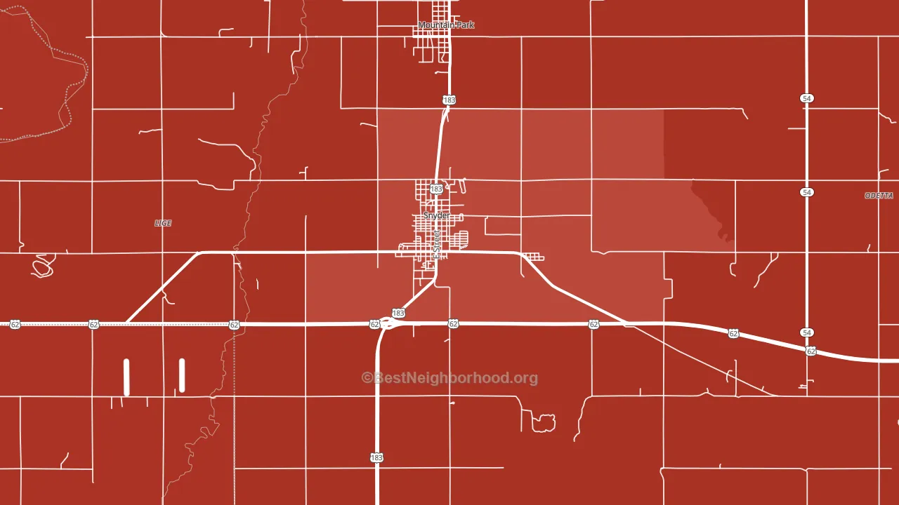 73566, OK block-group political-lean map