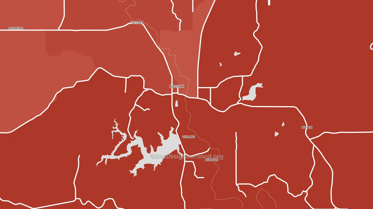 74002, OK block-group political-lean map