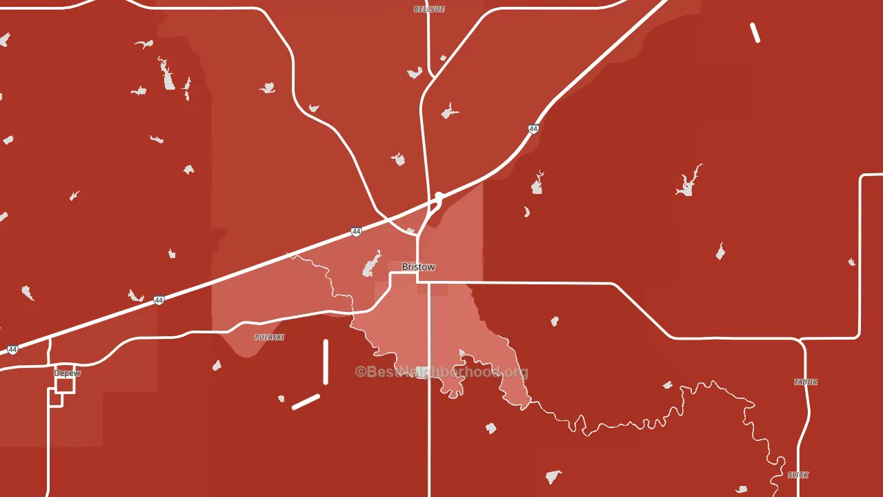 74010, OK block-group political-lean map