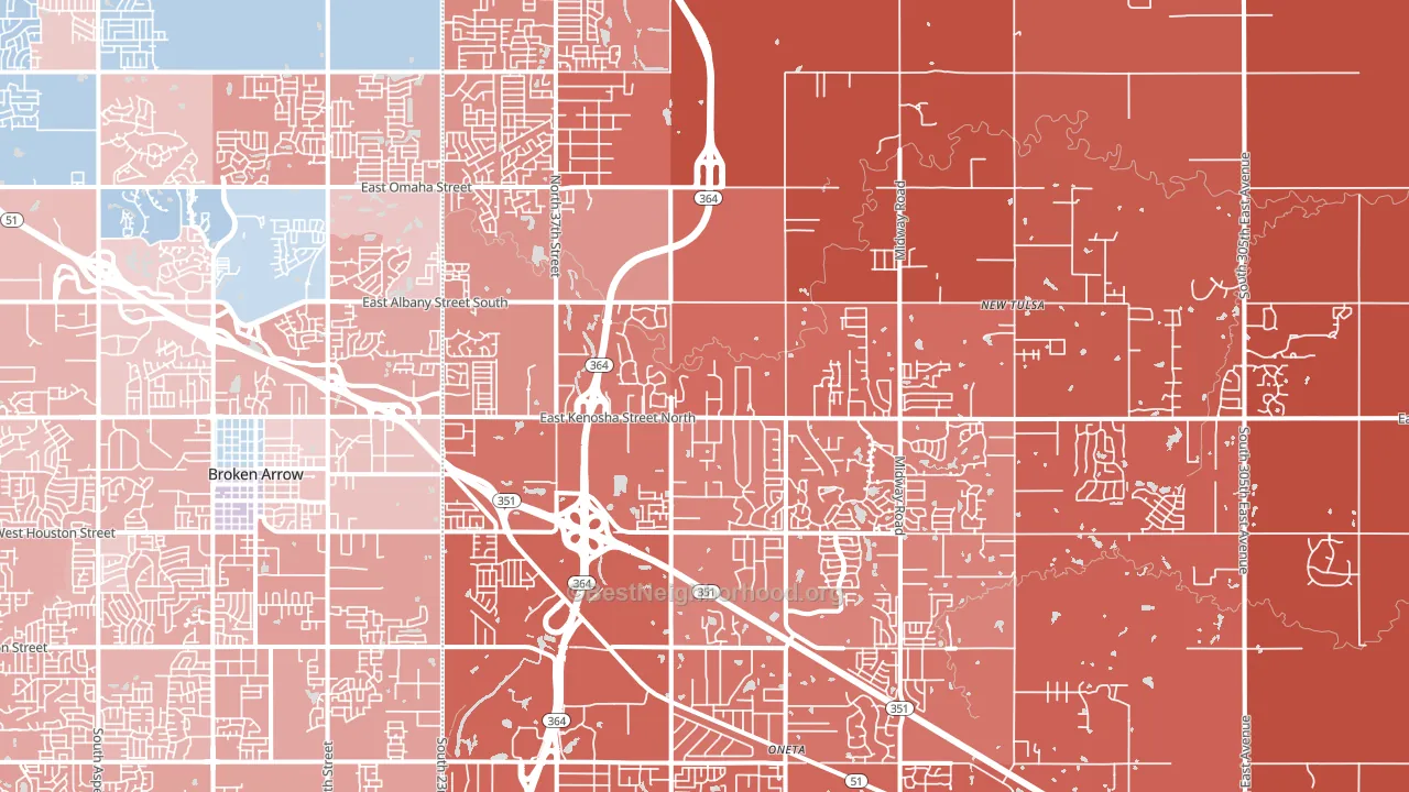 74014, OK block-group political-lean map