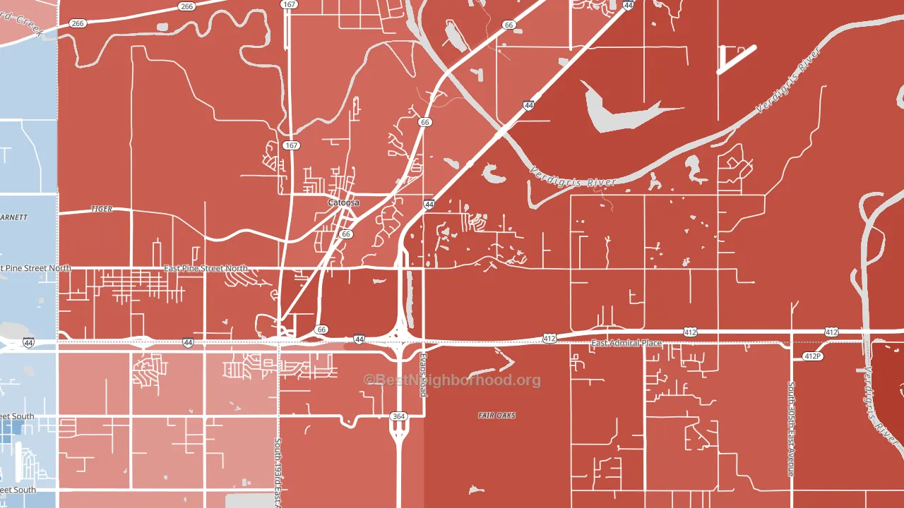 74015, OK block-group political-lean map