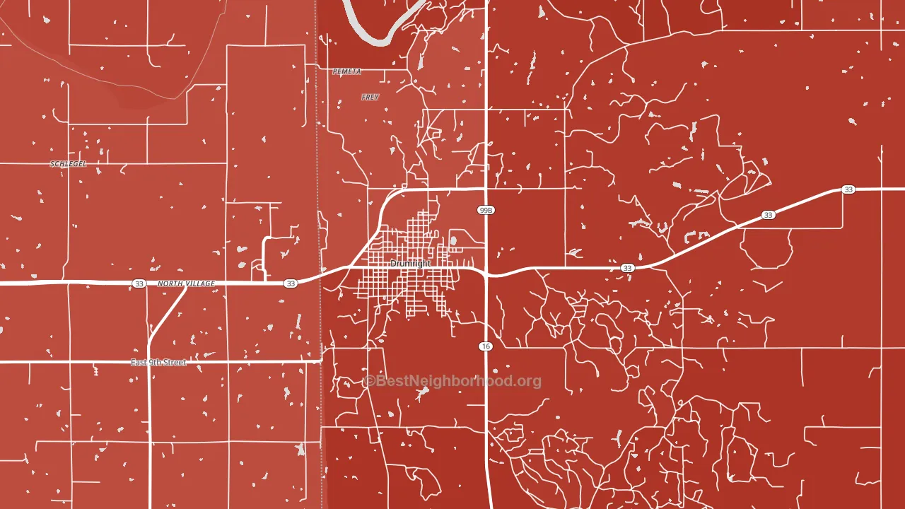 74030, OK block-group political-lean map