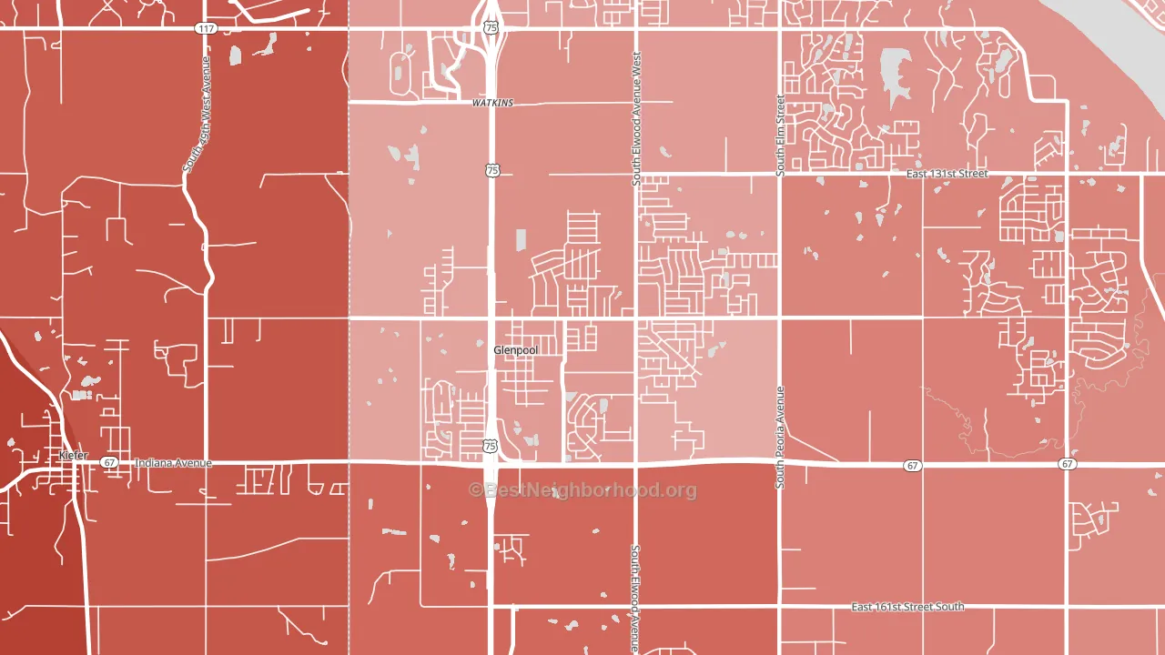 74033, OK block-group political-lean map