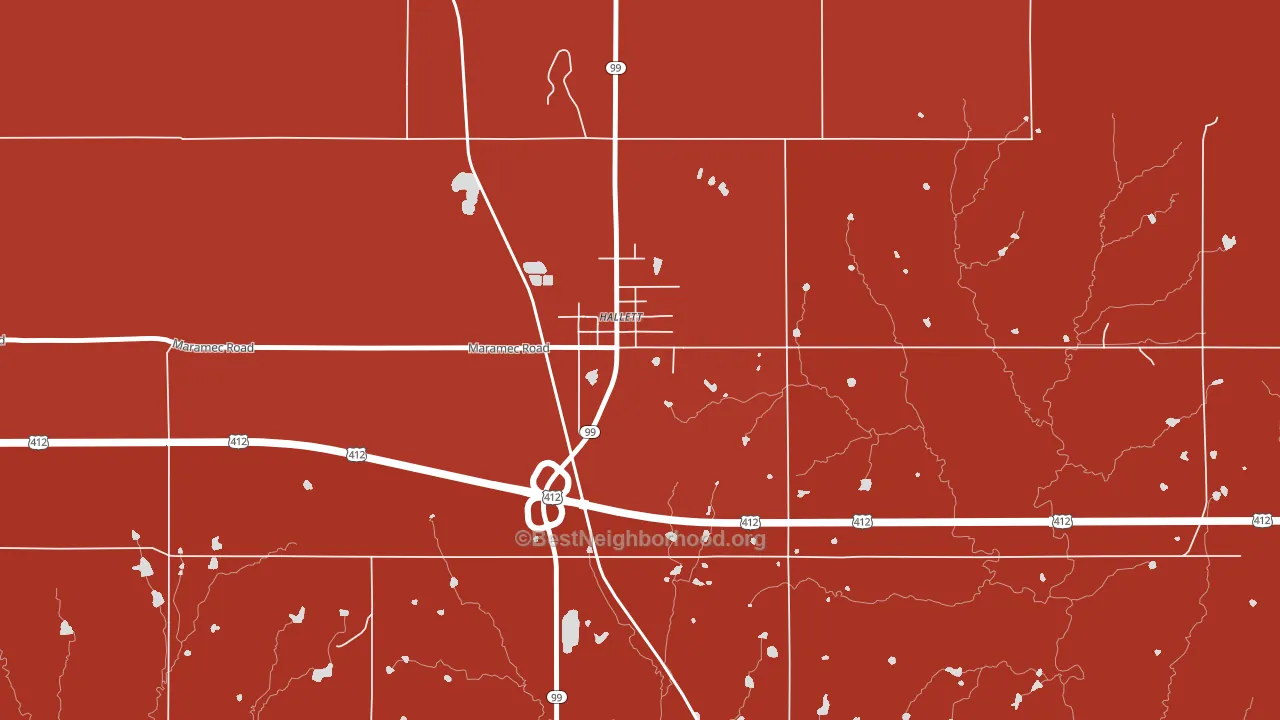 74034, OK block-group political-lean map