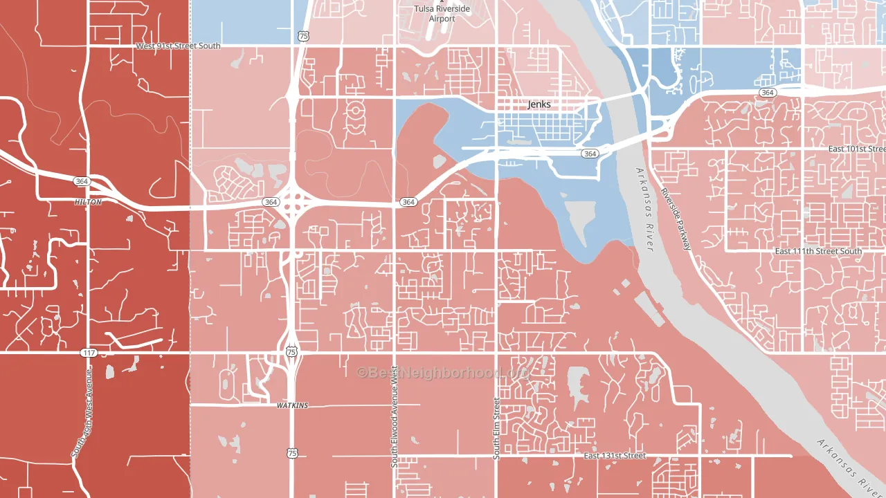 74037, OK block-group political-lean map