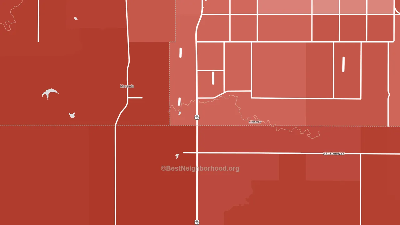 74047, OK block-group political-lean map