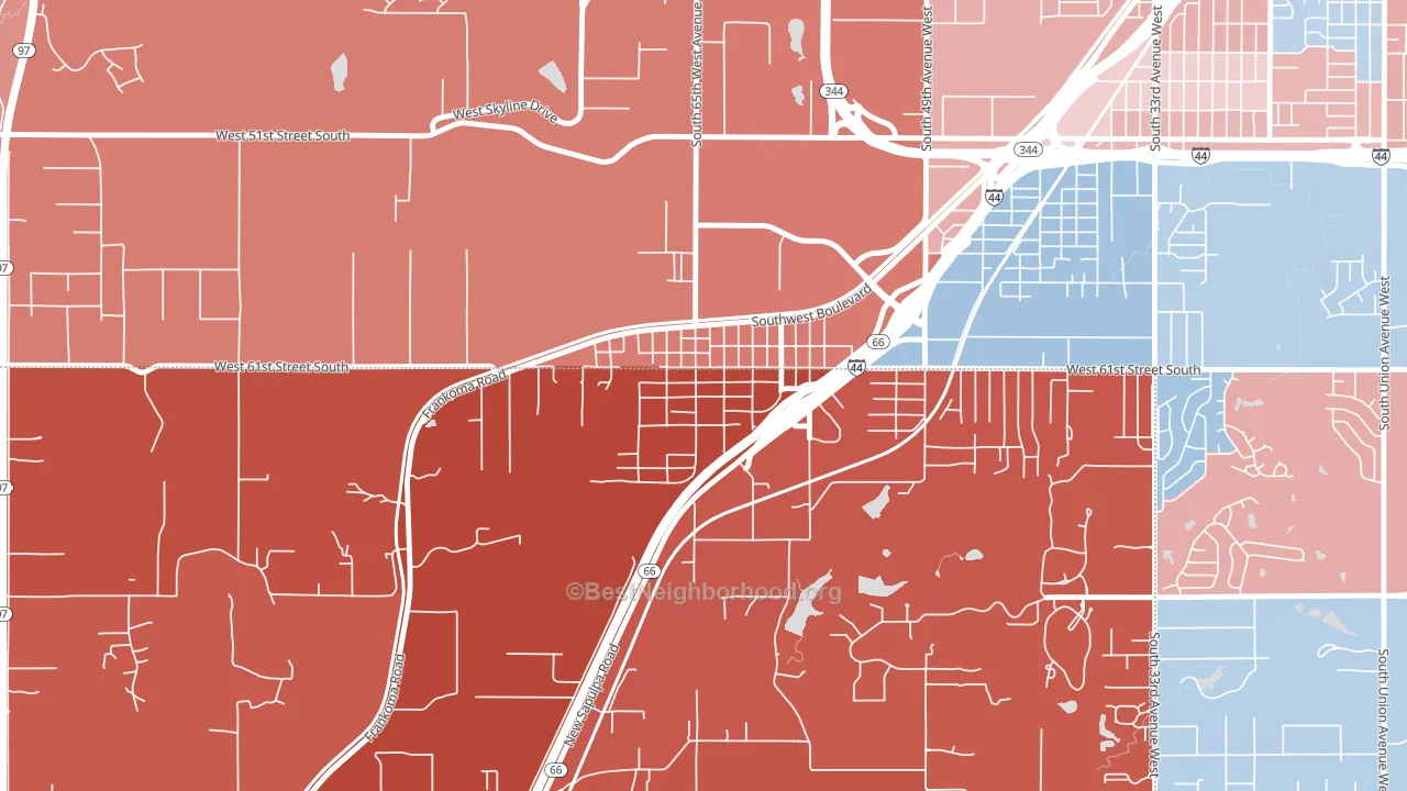 74050, OK block-group political-lean map