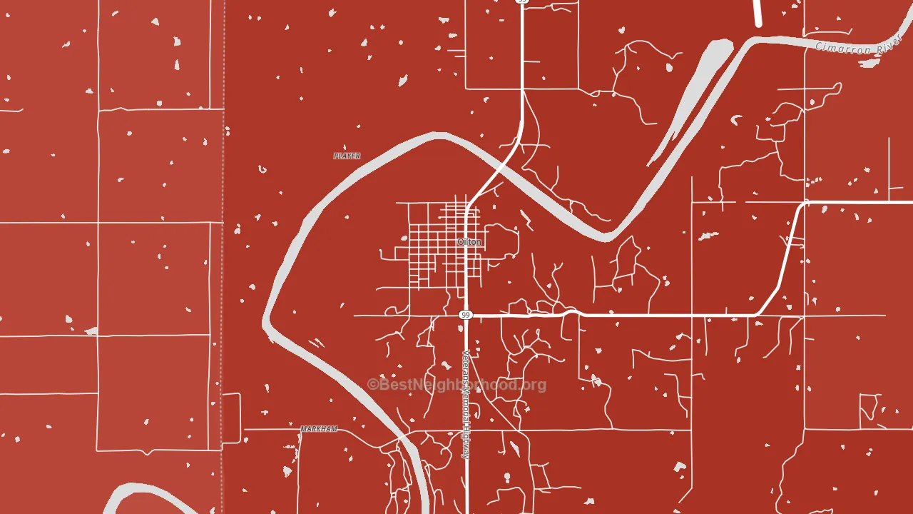 74052, OK block-group political-lean map