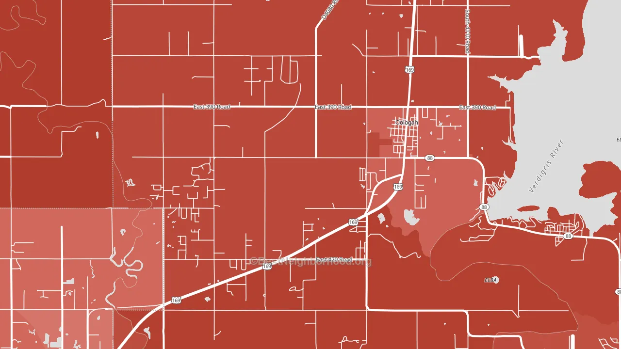 74053, OK block-group political-lean map