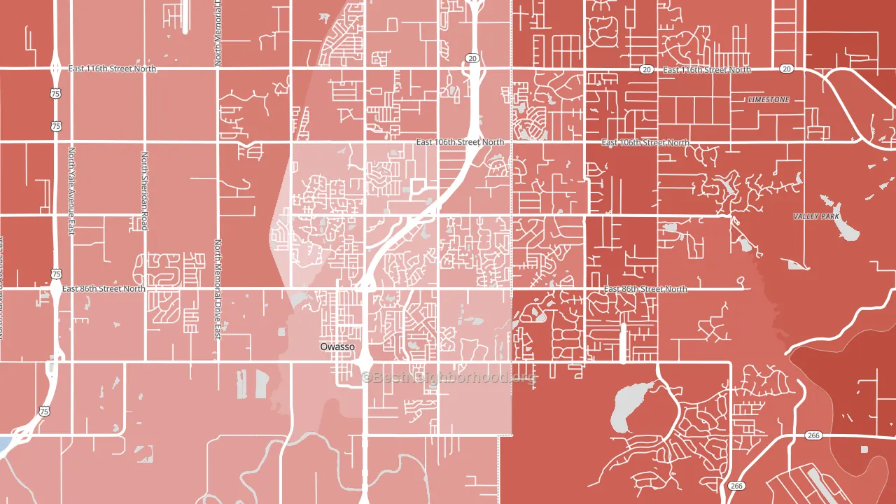 74055, OK block-group political-lean map