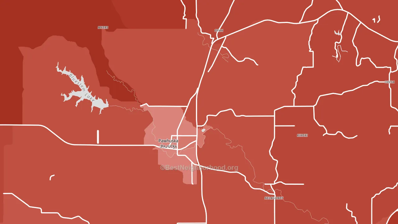 74056, OK block-group political-lean map