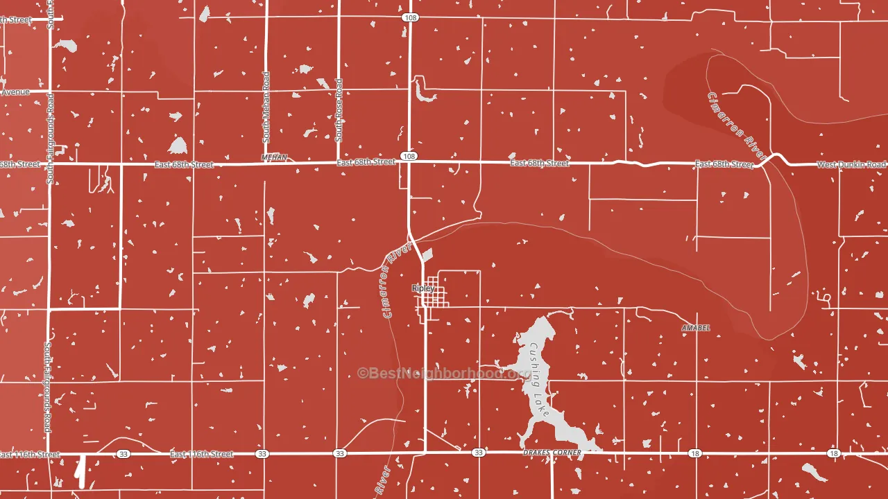 74062, OK block-group political-lean map