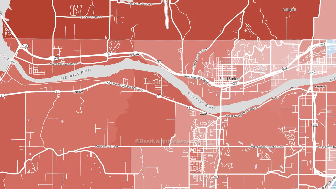 74063, OK block-group political-lean map