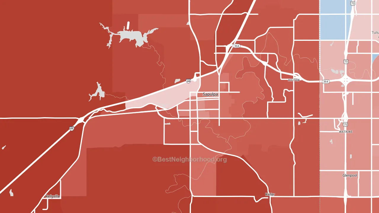 74066, OK block-group political-lean map